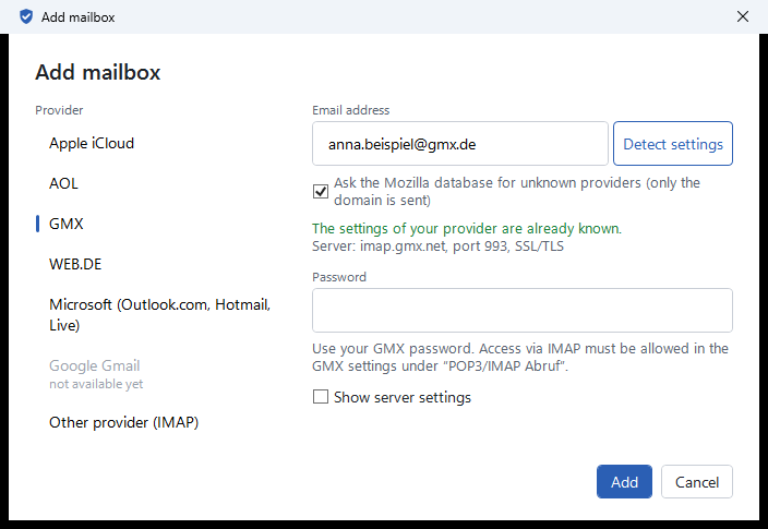 Adding a mailbox