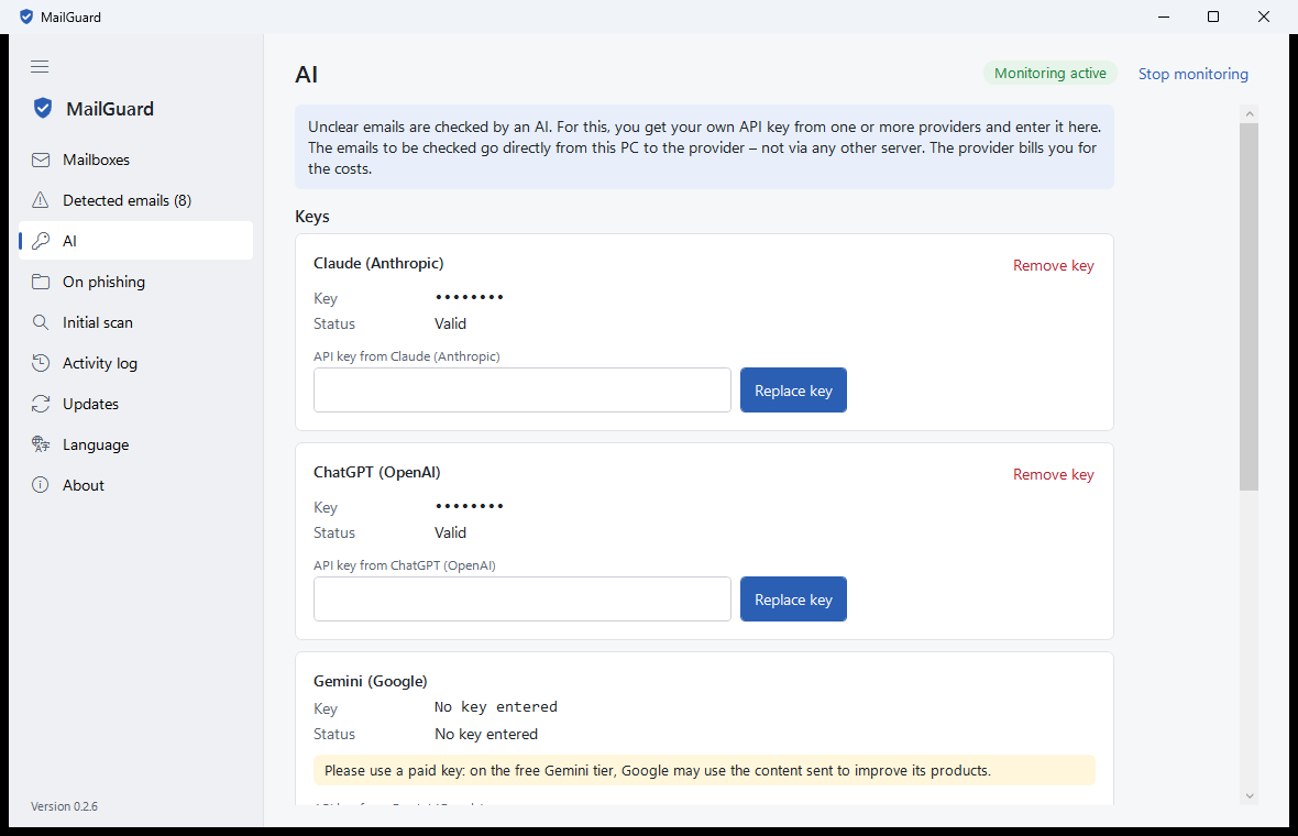 The AI settings